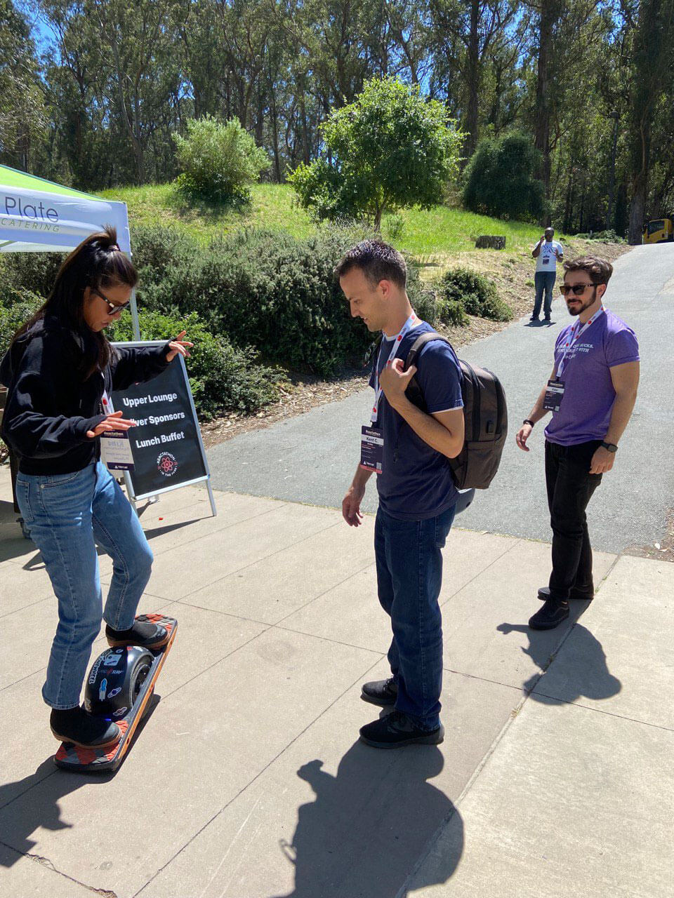 Kent C. Dodds and Eder Christian. There is a girl on an Onewheel